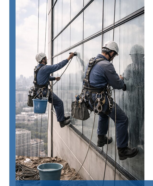 Профессиональная мойка фасадных окон альпинистами в Саяногорске