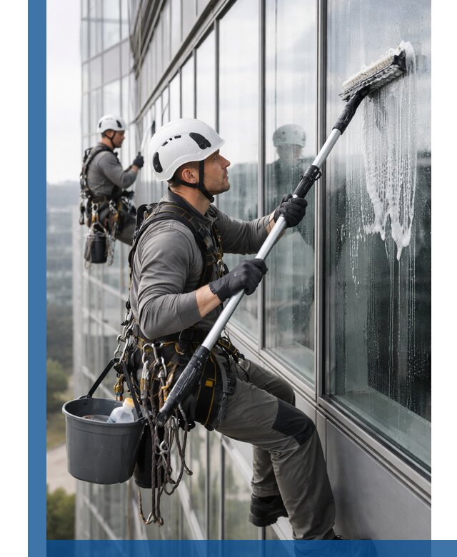 Высотная мойка сплошного остекления с выездом в Саяногорске