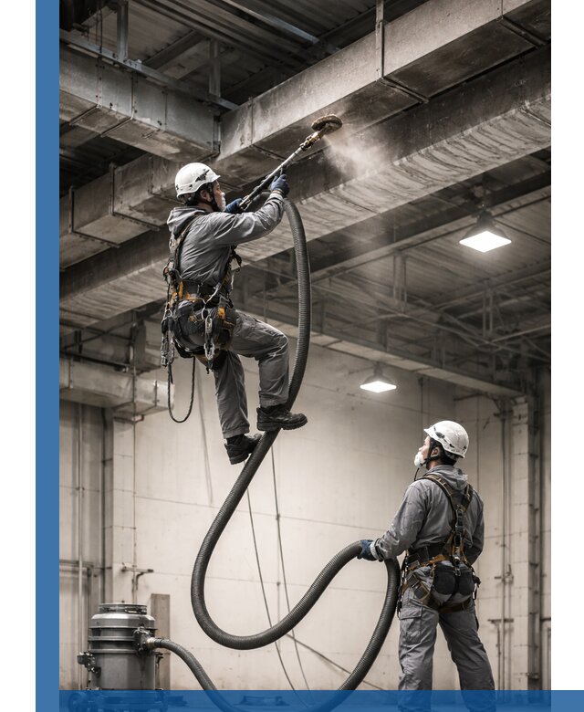 Обеспыливание потолочных конструкций в Саяногорске промышленным альпинизмом