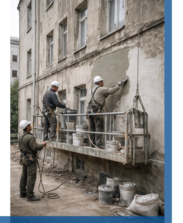 Капитальный ремонт фасада в Саяногорске от 4302 р. | ВЫСОТНИК-Снг