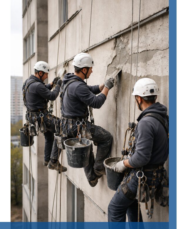 Ремонт бетонных элементов фасада в Саяногорске от 2561 р. | ВЫСОТНИК-Снг