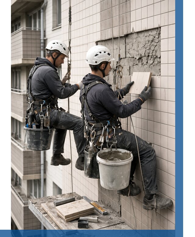 Ремонт облицовки фасада плиткой в Саяногорске от 1844 р. | ВЫСОТНИК-Снг