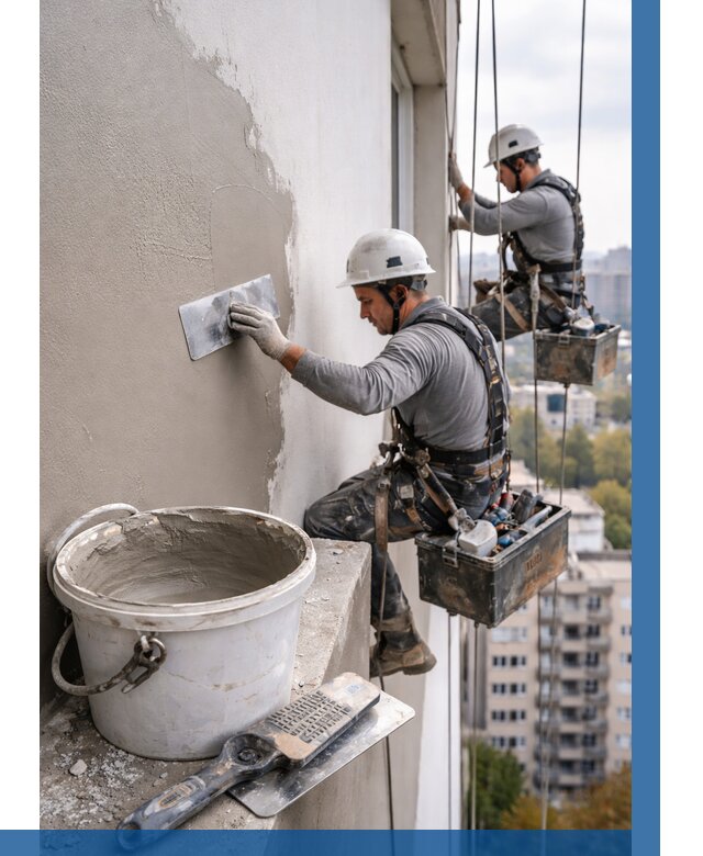 Шпаклевка фасада на высоте в Саяногорске от 717 р. | ВЫСОТНИК-Снг