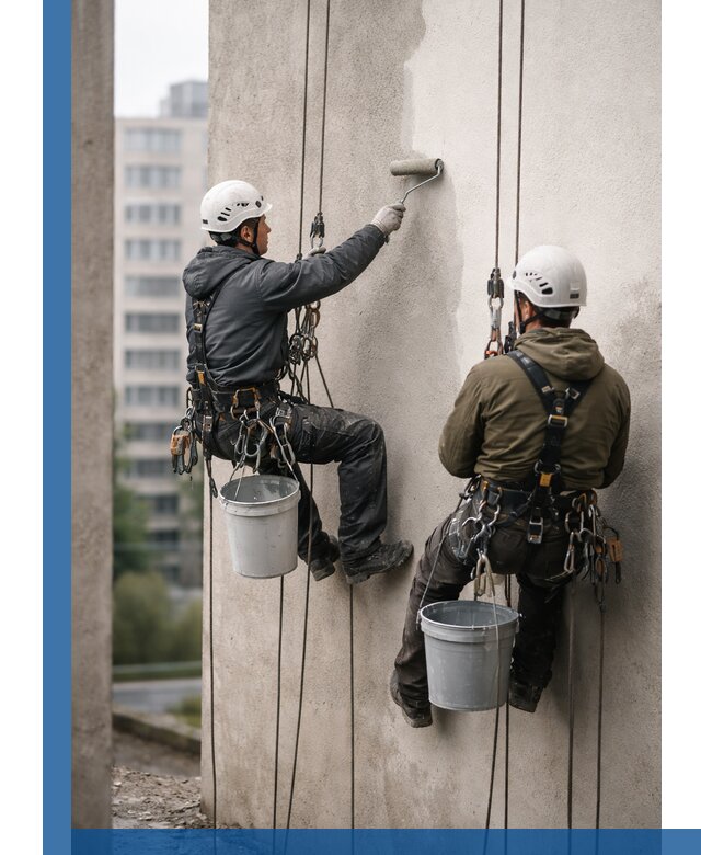 Покраска фасадов высотными альпинистами в Саяногорске с гарантией