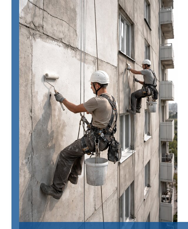 Покраска бетонного фасада в Саяногорске для жилых и промышленных объектов