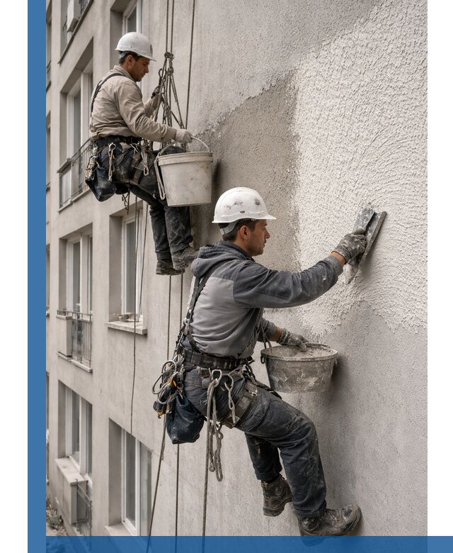 Нанесение декоративной штукатурки короед на фасад в Саяногорске