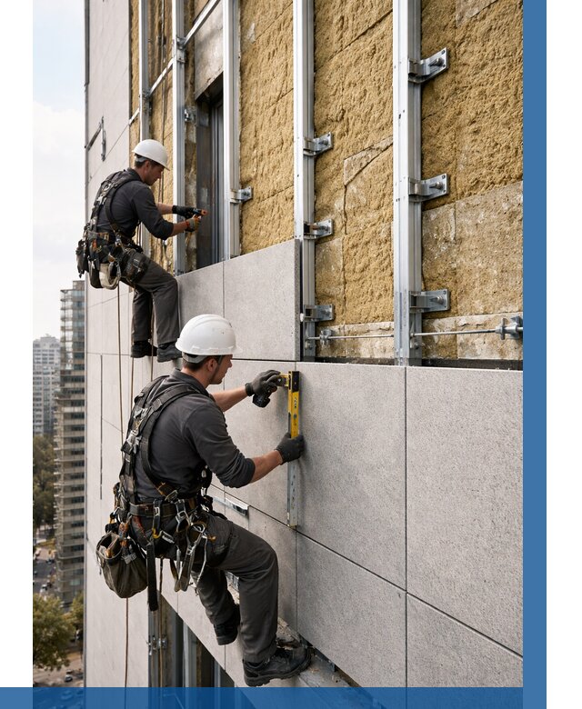 Монтаж вентилируемого фасада в Саяногорске от 3585 р. | ВЫСОТНИК-Снг