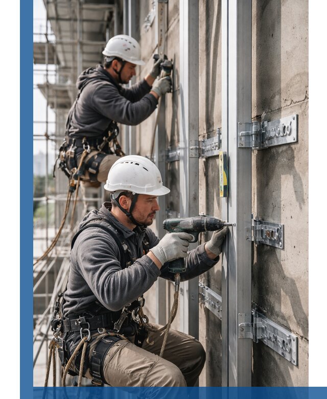 Монтаж и крепление подсистемы вентфасада в Саяногорске