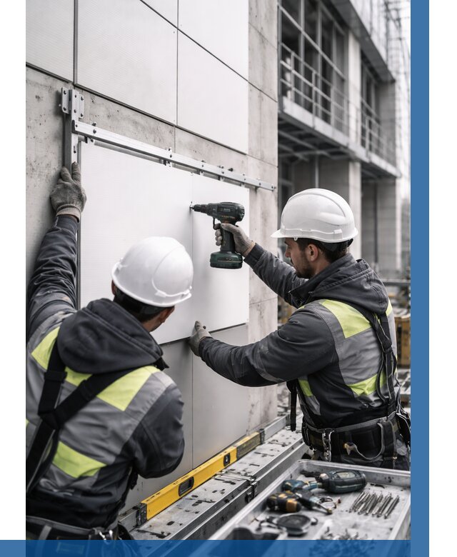 Монтаж композитных панелей фасада в Саяногорске от 2561 р. | ВЫСОТНИК-Снг