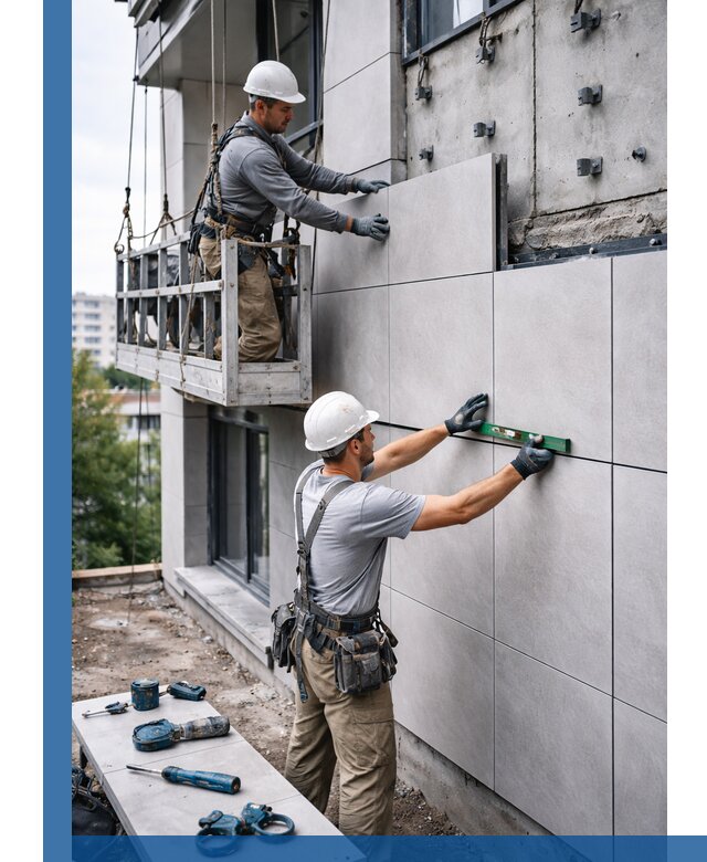 Монтаж керамогранита на фасад в Саяногорске под ключ с гарантией качества