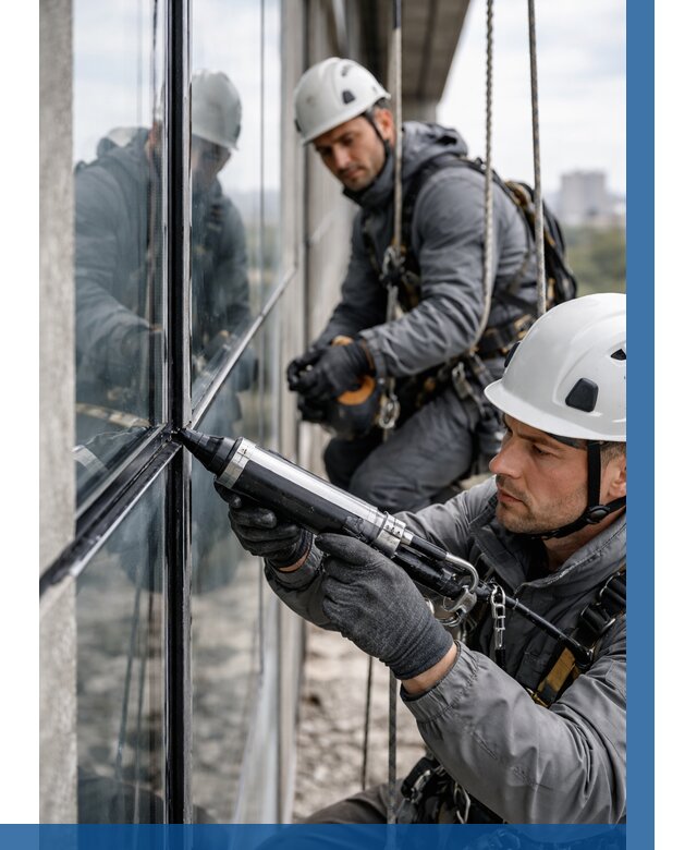 Герметизация витражных швов в Саяногорске от 666 р. | ВЫСОТНИК-Снг