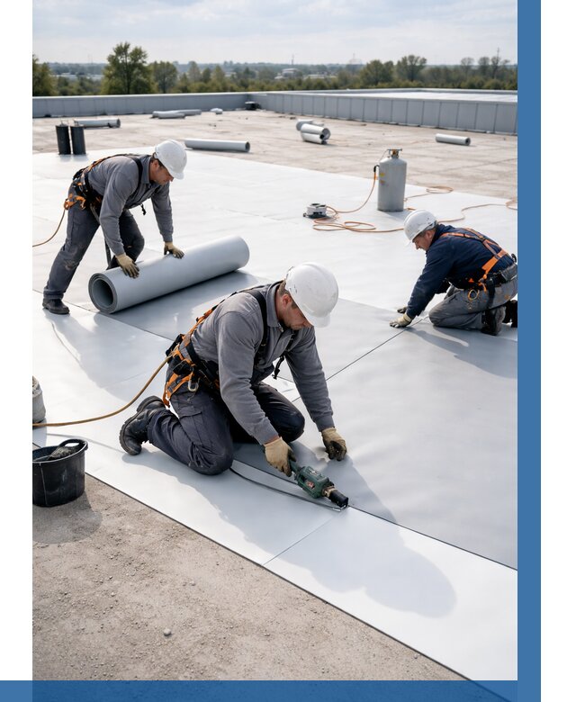 Монтаж мембранной кровли под ключ в Саяногорске от 1229 р. | ВЫСОТНИК-Снг