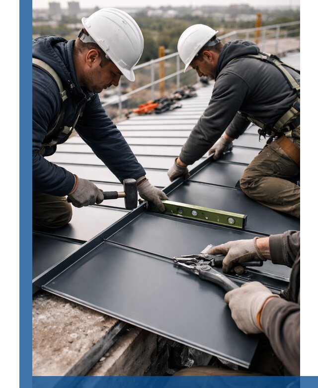 Монтаж фальцевой кровли в Саяногорске для промышленных зданий