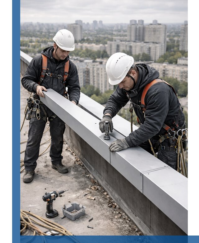 Монтаж парапетных крышек и ограждений кровли в Саяногорске