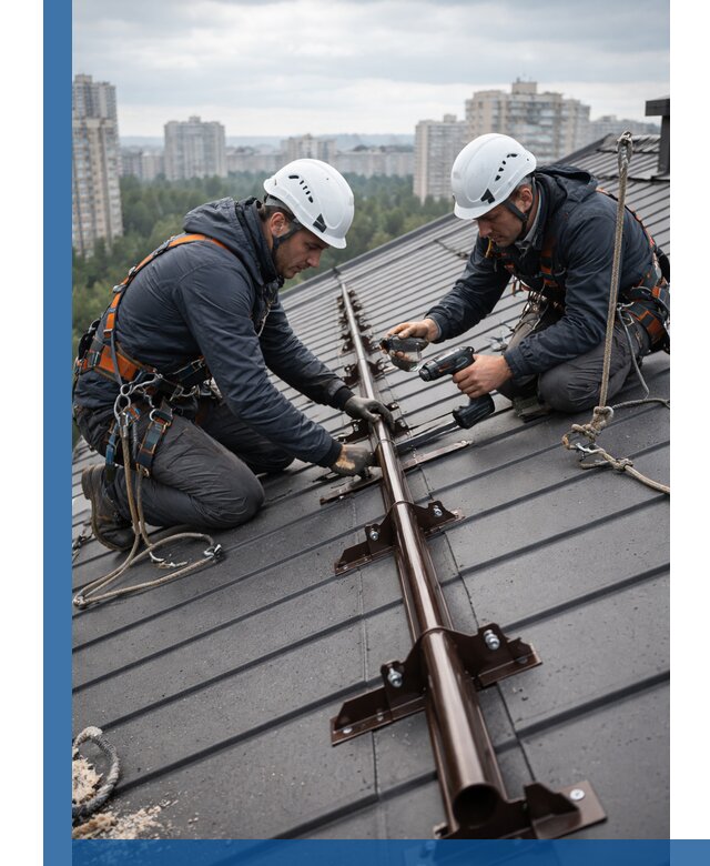 Монтаж снегозадержателей на кровле зданий в Саяногорске под ключ