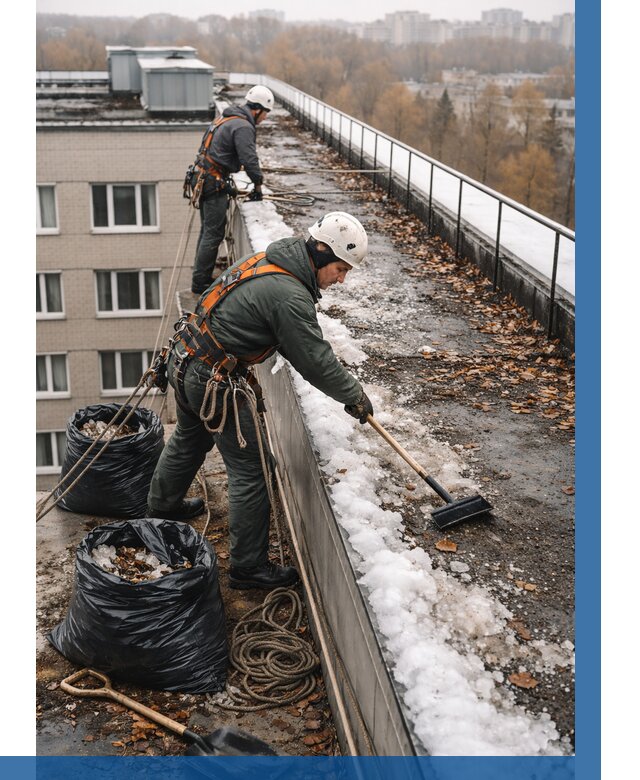 Очистка кровли по периметру в Саяногорске от 563 р. | ВЫСОТНИК-Снг