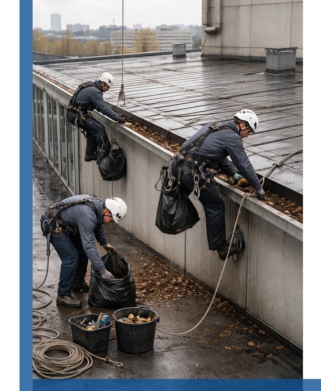 Очистка кровли по периметру в Саяногорске силами промышленных альпинистов
