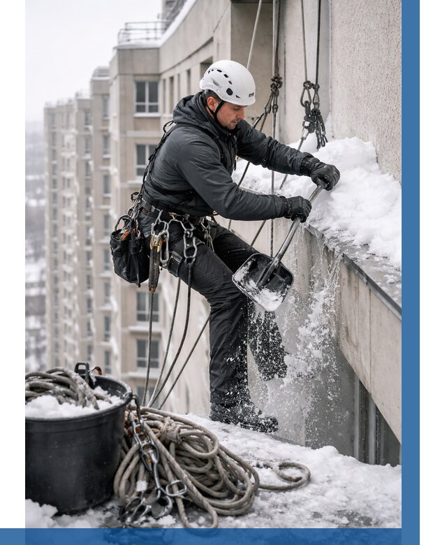 Очистка карнизов от снега в Саяногорске от 307 р. | ВЫСОТНИК-Снг