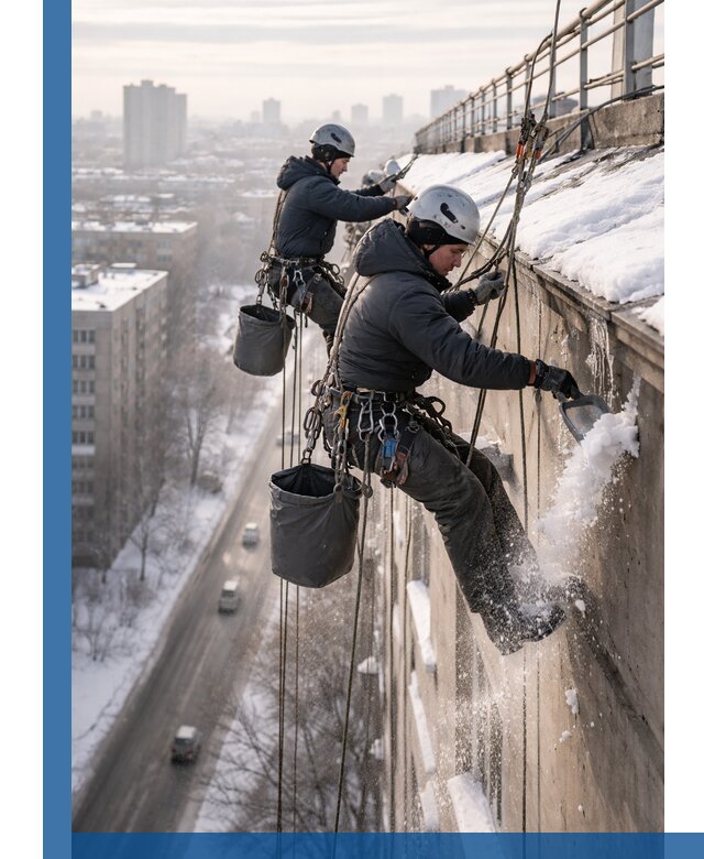 Очистка карнизов от снега в Саяногорске профессионально и безопасно