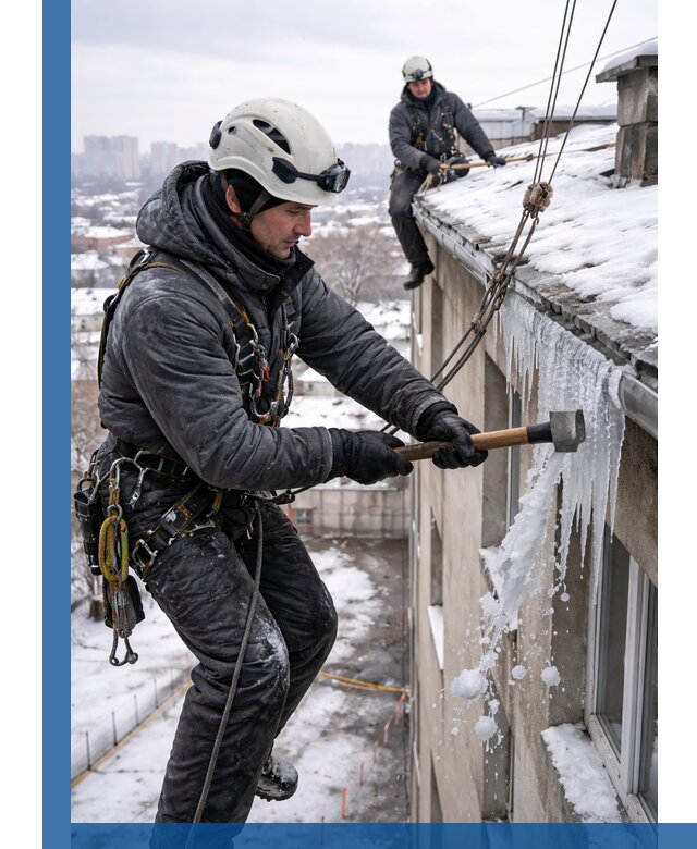 Сбивание и удаление сосулек с крыши в Саяногорске безопасно