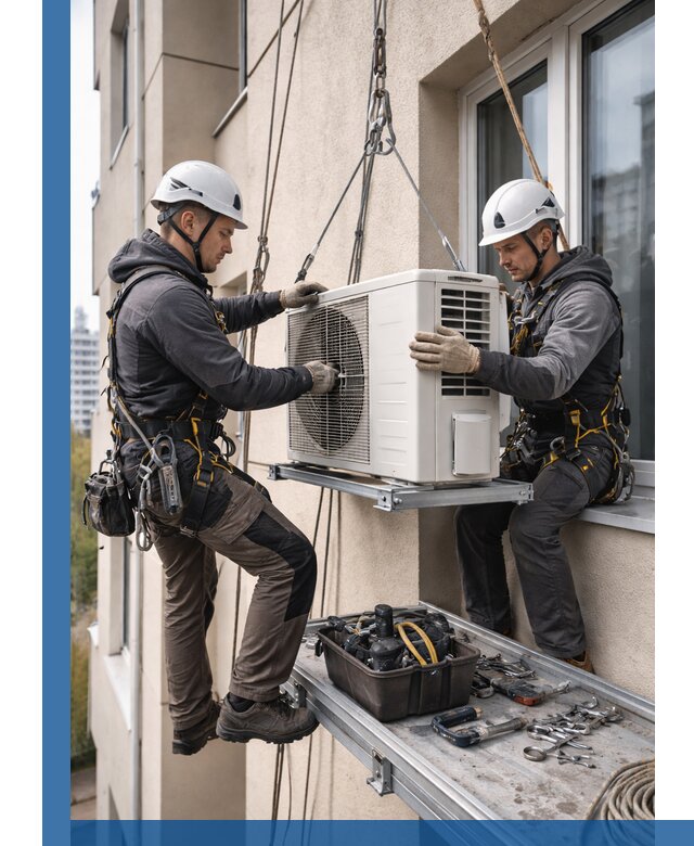 Перенос внешнего блока кондиционера в Саяногорске с монтажом и крепежом