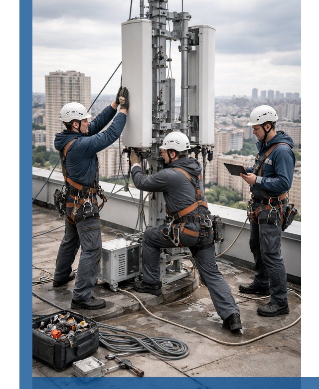 Монтаж антенн связи на крыше в Саяногорске с вводом в эксплуатацию