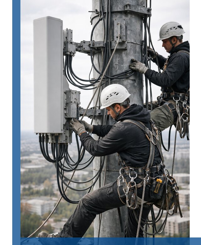 Монтаж оборудования связи на мачте в Саяногорске с пусконаладкой