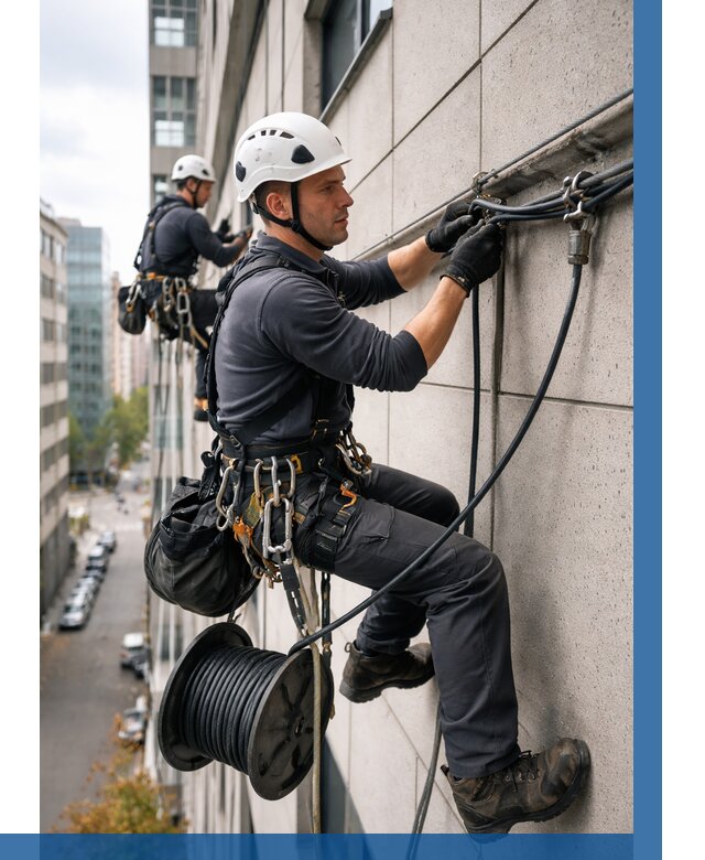 Прокладка кабеля по фасаду в Саяногорске от 359 р. | ВЫСОТНИК-Снг