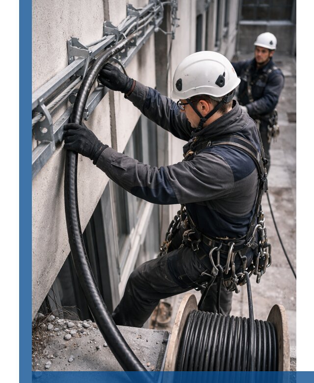 Протяжка кабеля питания на высоте в Саяногорске с гарантией безопасности и качества