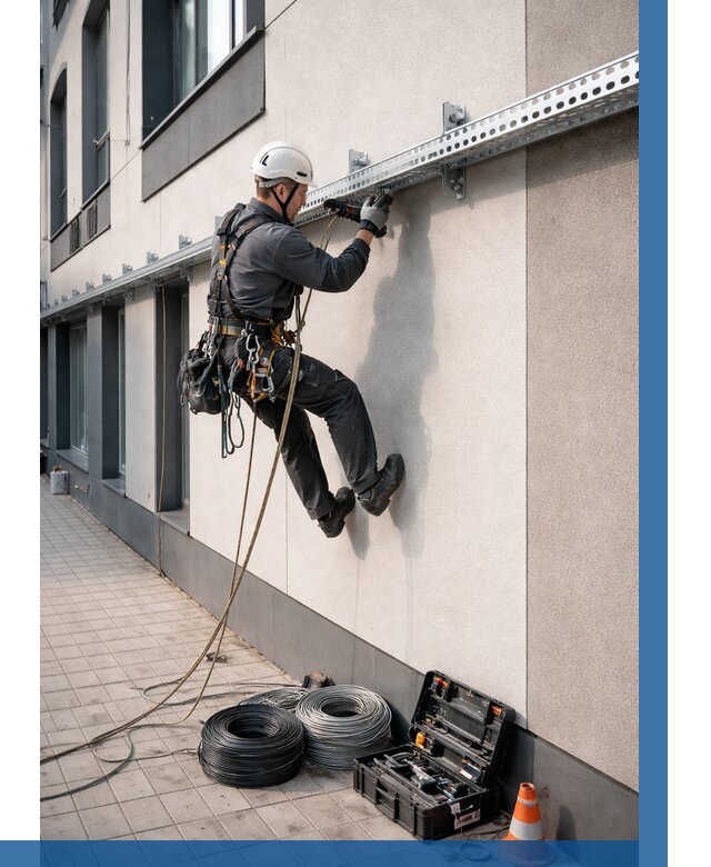 Монтаж кабельных лотков на фасаде в Саяногорске от 1229 р. | ВЫСОТНИК-Снг