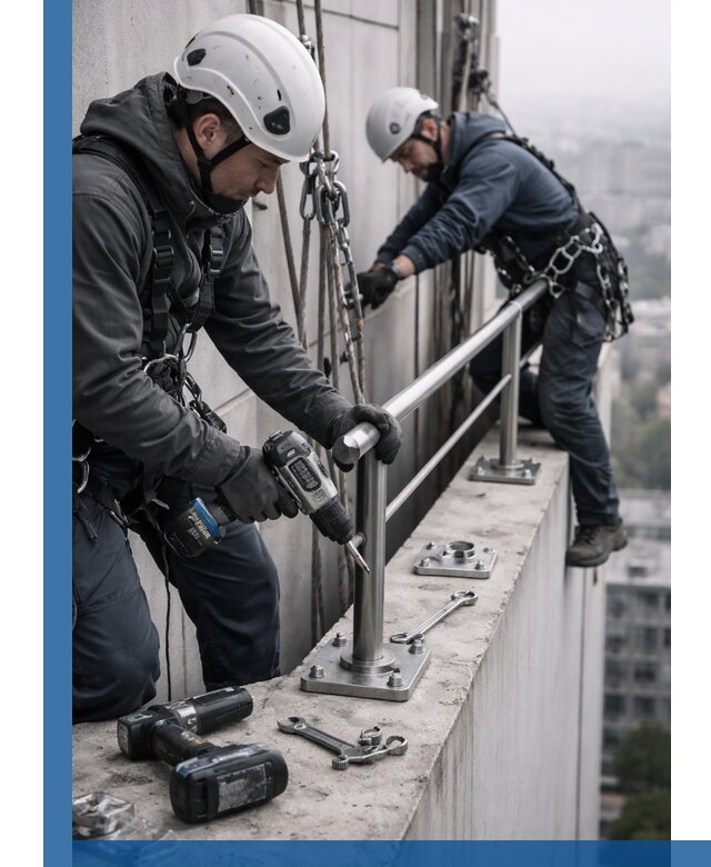 Монтаж перил на высоте в Саяногорске для жилых и промобъектов