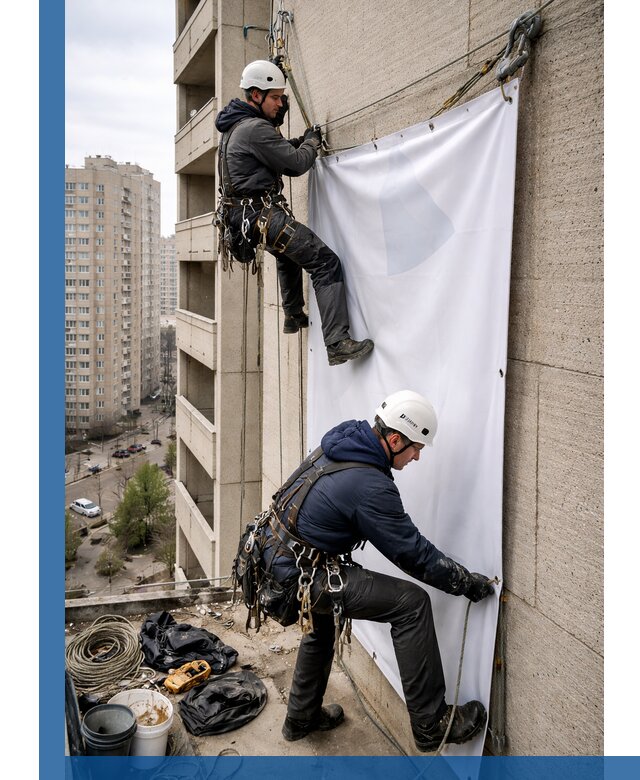 Профессиональный монтаж баннеров на фасаде в Саяногорске