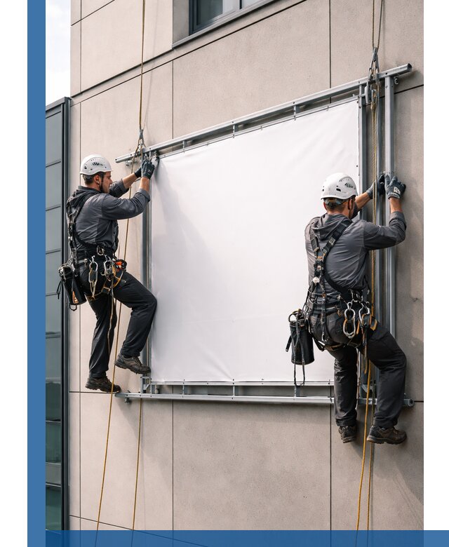 Монтаж наружной рекламной вывески в Саяногорске под ключ