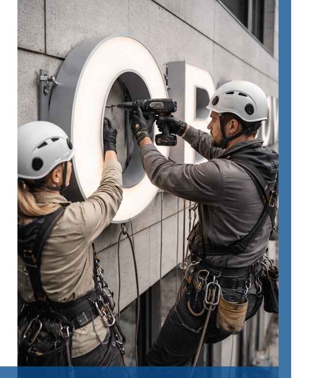 Монтаж световых букв в Саяногорске от 3073 р. под ключ ВЫСОТНИК-Снг