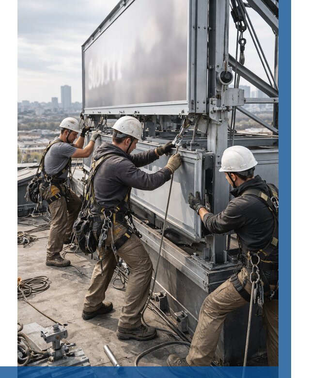 Монтаж крышной рекламной конструкции в Саяногорске от 61458 р.|ВЫСОТНИК-Снг