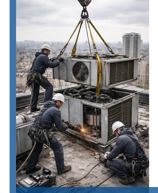 Демонтаж крышной установки в Саяногорске любой сложности