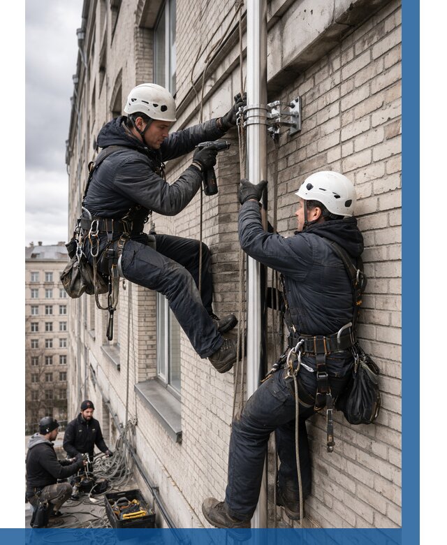 Монтаж флагштока на здании в Саяногорске от 6658 р. | ВЫСОТНИК-Снг