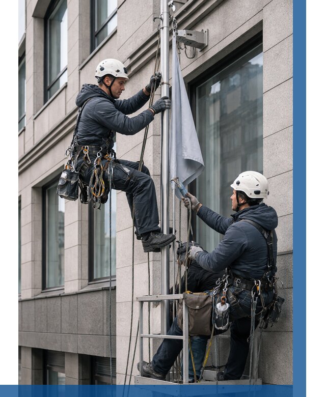 Установка флагов на фасаде в Саяногорске от 4609 р. | ВЫСОТНИК-Снг