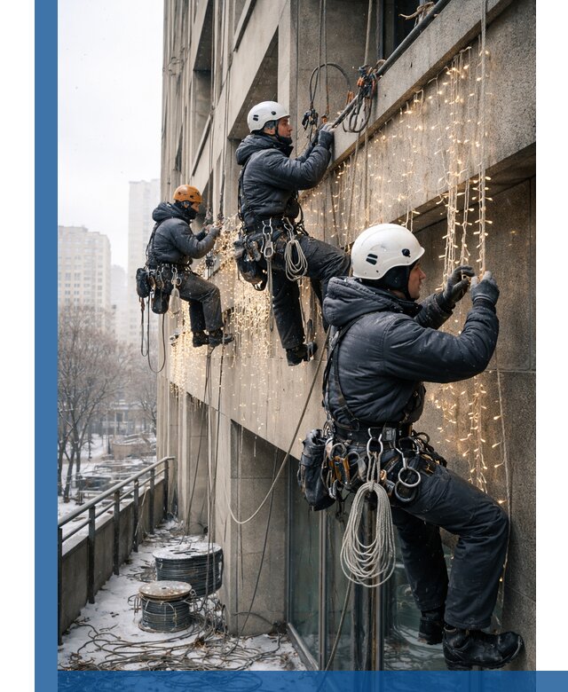 Монтаж новогодней иллюминации и украшение фасадов в Саяногорске