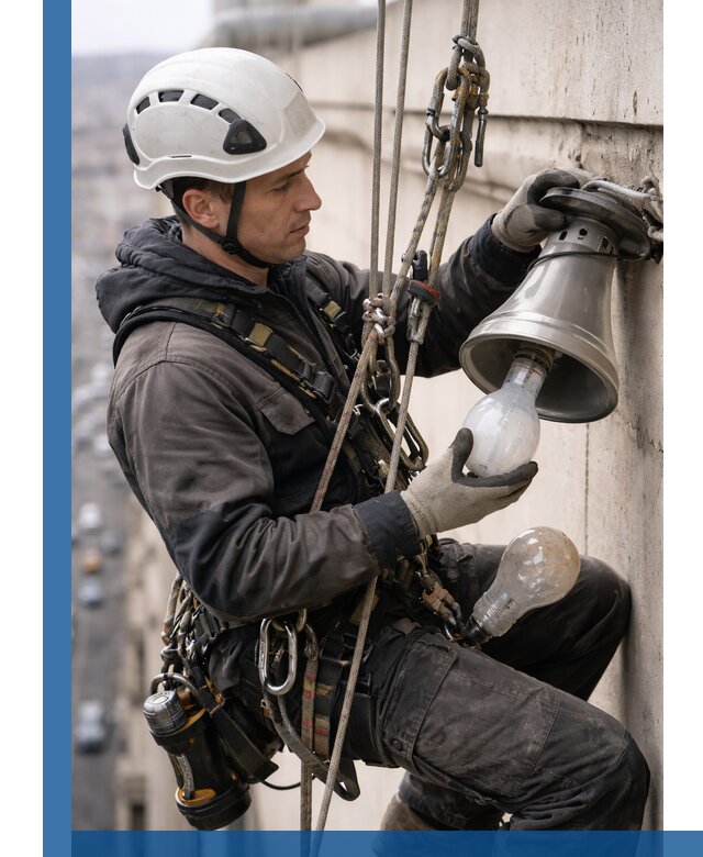 Замена ламп на высоте в Саяногорске профессионально и быстро