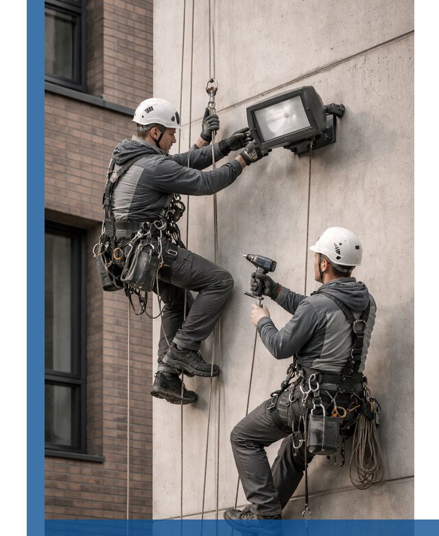 Профессиональный монтаж фасадных прожекторов в Саяногорске под ключ