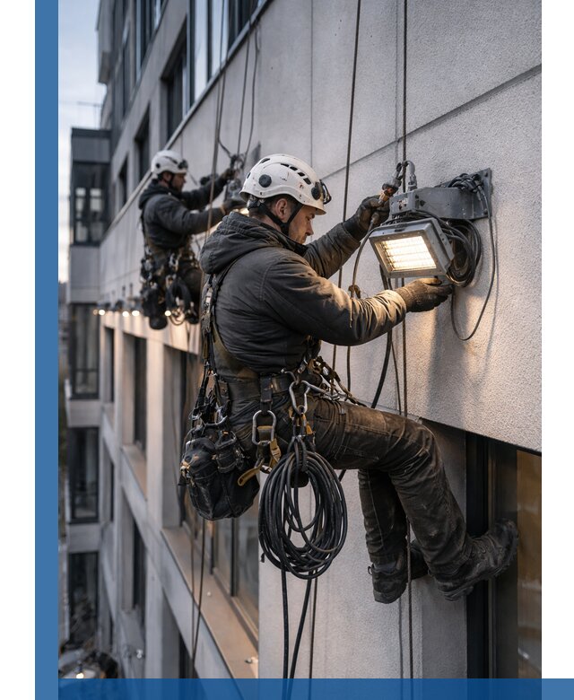Монтаж фасадного освещения в Саяногорске установка и подключение