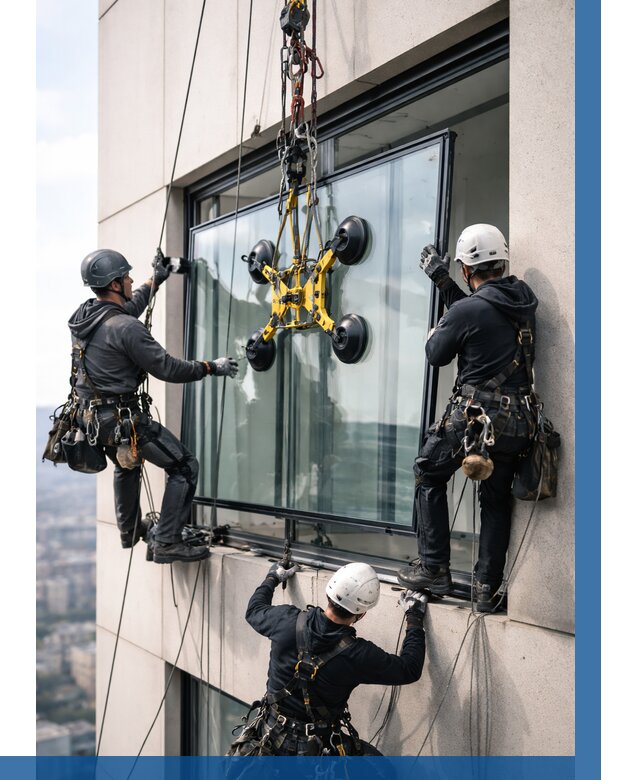 Монтаж стеклопакетов на высоте в Саяногорске от 3278 р. | ВЫСОТНИК-Снг