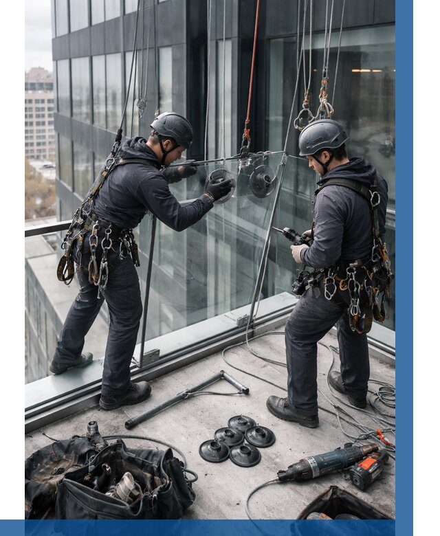 Монтаж стеклянных ограждений в Саяногорске от 2561 р. | ВЫСОТНИК-Снг