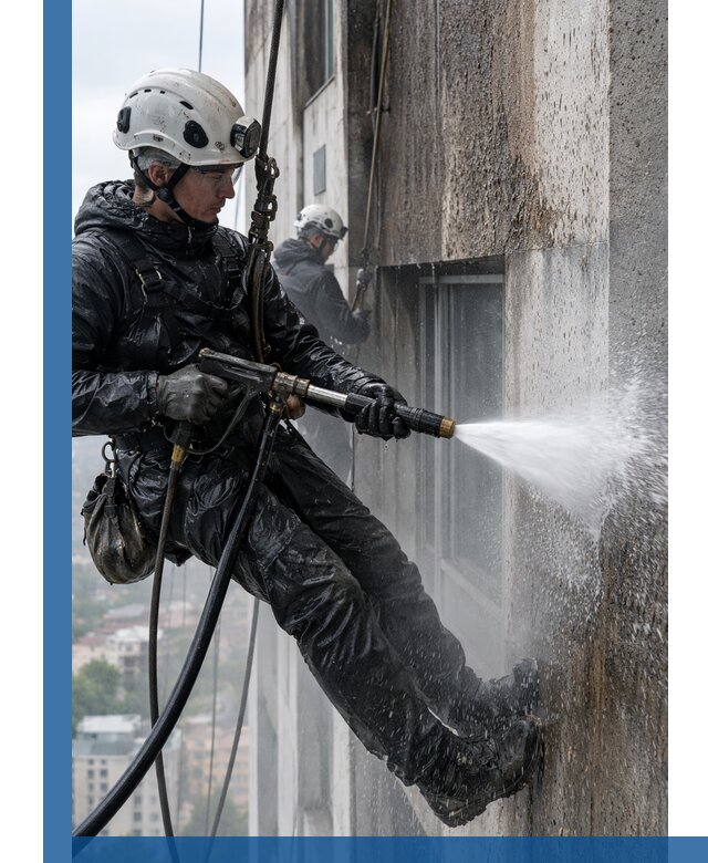 Гидроструйная очистка фасадов и конструкций в Саяногорске
