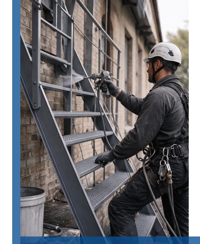 Покраска и антикоррозионная защита пожарных лестниц в Саяногорске