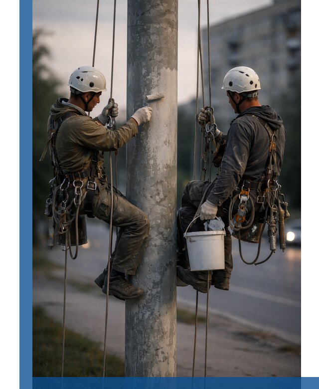 Покраска опор освещения и антикоррозийная защита в Саяногорске