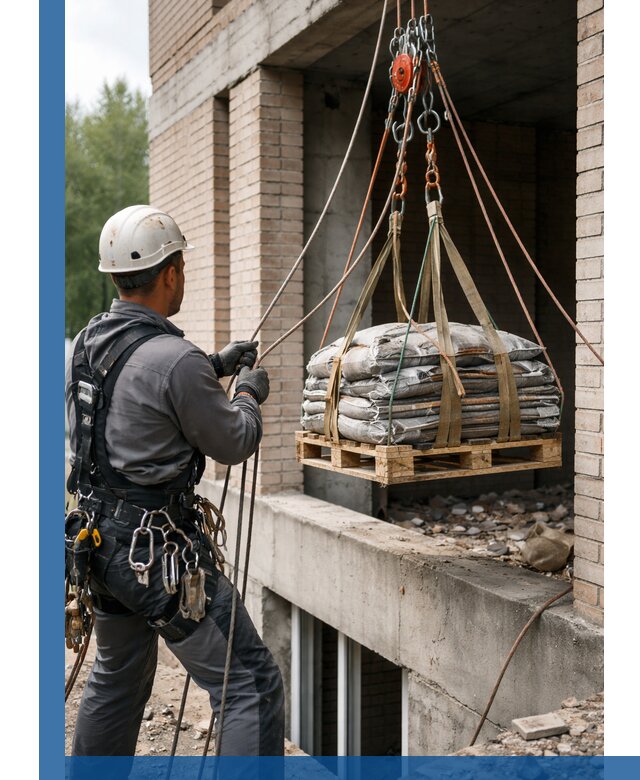 Подъем материалов на этаж веревками в Саяногорске оперативно