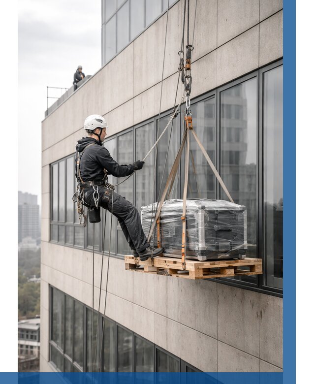 Спуск груза по фасаду в Саяногорске от 3585 р. | ВЫСОТНИК-Снг