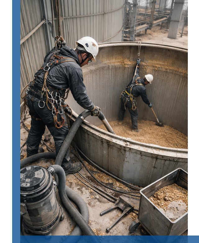 Профессиональная чистка зерновых бункеров в Саяногорске с выездом